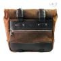 Pair of cult side panniers in waxed suede with aluminium back plate + pair of stainless steel quick release system and lock + subframes for aluminum side panniers atlas ​​​​​​​i modelli triumph bonneville t120