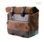 Cult side pannier in waxed suede with aluminium back plate + stainless steel quick release system and lock (exhaust side)
