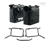 Two khali side panniers in tpu 35l - 45l + pair of aluminium plates with inox subframe bonneville t120