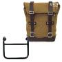Side pannier canvas + subframe r18 for straight pipe exhaust Color : Beige brown