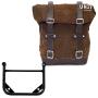 Side bag in split leather + universal frame Color : Brown